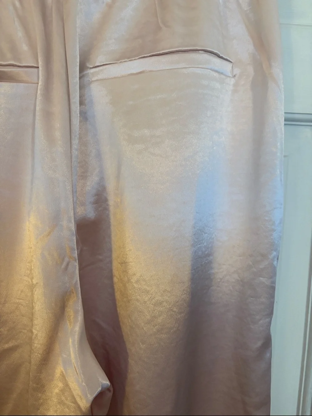 Francesca's Shimmery Light Blush Satin pants size large brand new with tags - Picture 6 of 8